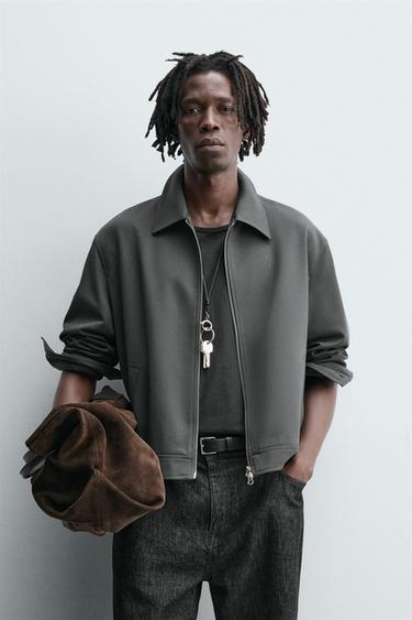 Zara REGULAR FIT ZIP-UP OVERSHIRT - Green