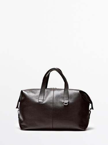 Bolso duffle piel napa - Marrón de Zara - Imagen 0