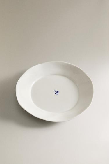 ASSIETTE PLATE PORCELAINE FLORALE - Blanc / Bleu marine de Zara - Image 1