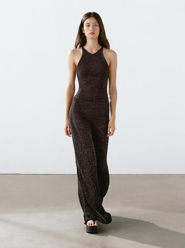 Vestido largo punto con algodón - Marrón de Zara - Imagen 0