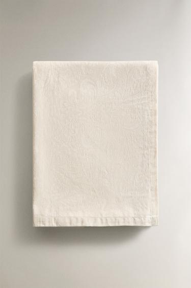 Zara RESIN-COATED COTTON TABLECLOTH - 米色