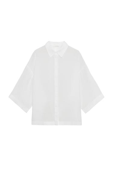 CAMISA FLUIDA OVERSIZE ZW COLLECTION - Blanco de Zara