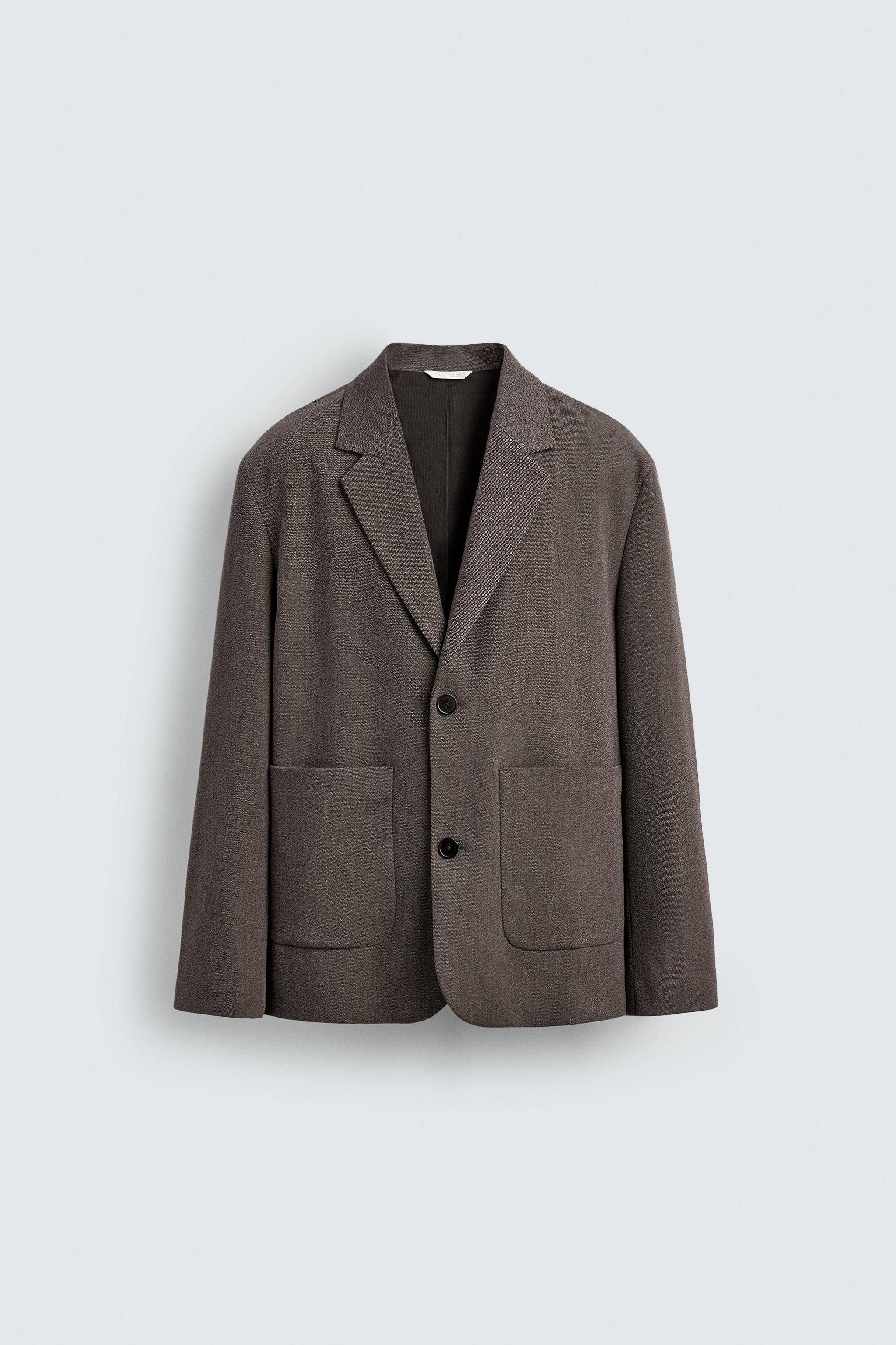 Relaxed FIT Textured Suit Blazer - Brown / Taupe