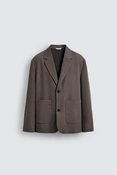RELAXED FIT TEXTURED SUIT BLAZER - Brown / Taupe by Zara