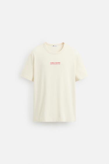 CONTRAST GRAPHIC T-SHIRT - Ecru by Zara