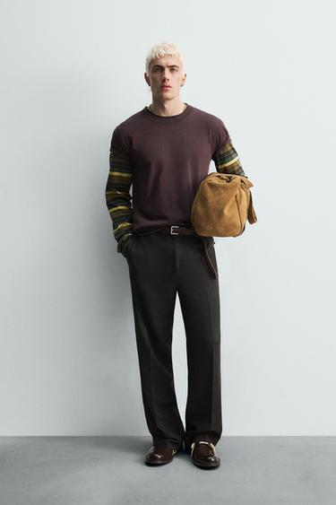 CAMISETA COM ACABAMENTO IRREGULAR - Grená da Zara - Imagem 0