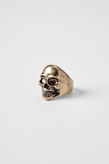 LOT DE 2 BAGUES CISELÉES  TÊTE DE MORT KATE MOSS X ZARA - Doré de Zara - Image 4
