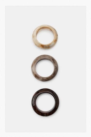 PACK OF 3 RIGID RESIN BRACELETS - Brown by Zara