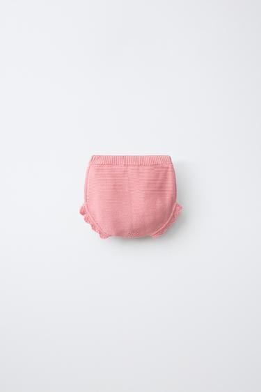 FLORAL EMBROIDERED KNIT PANTIES — Light pink 2