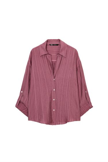 Zara TAB SLEEVE SHIRT - Plum