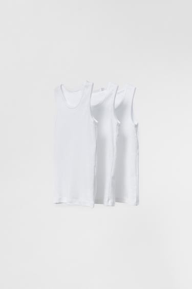 2-6 ANS/ LOT TROIS T-SHIRTS SANS MANCHES BASIQUES - Blanc de Zara