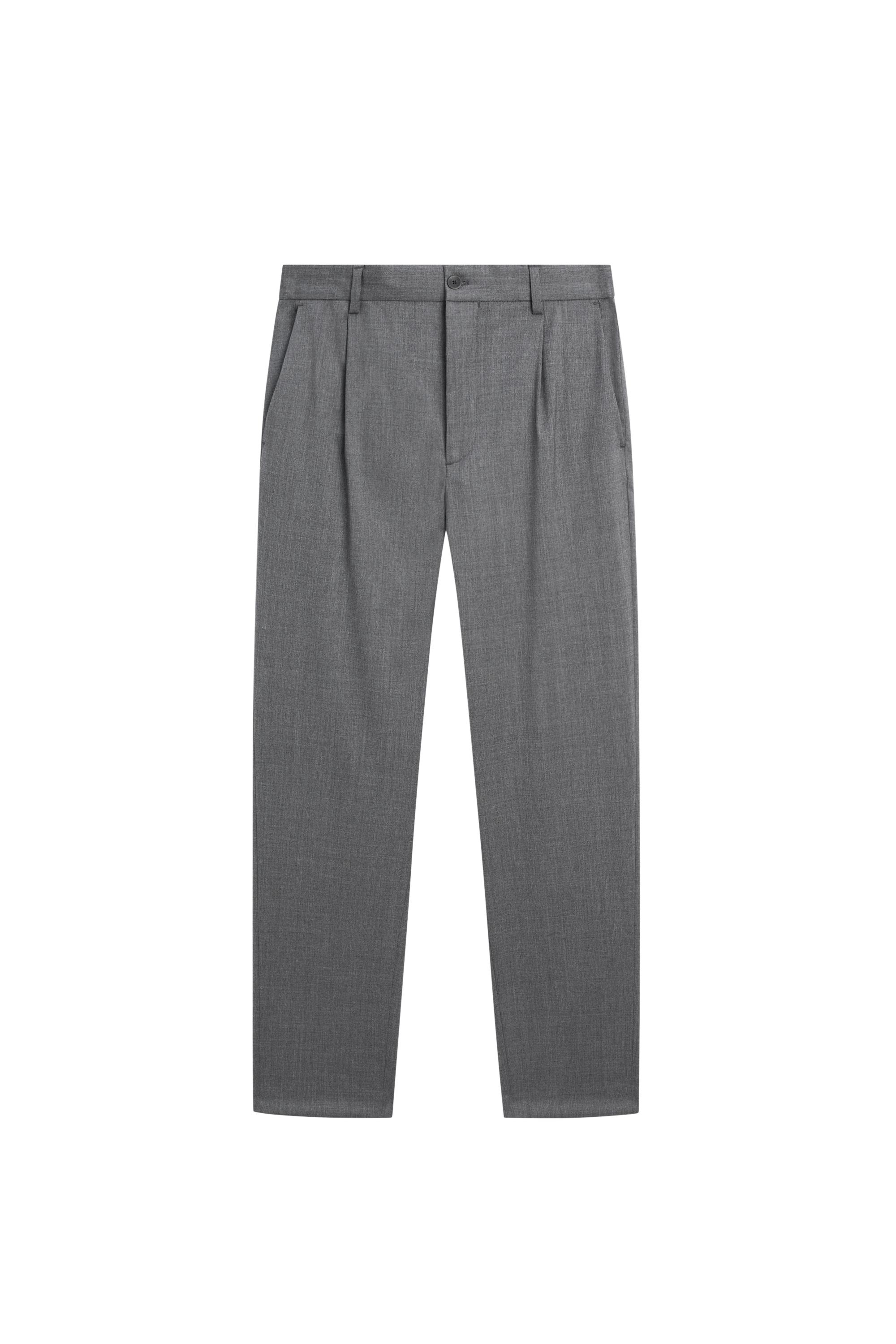 Wool blend cool wool darted pants — Mid-gray