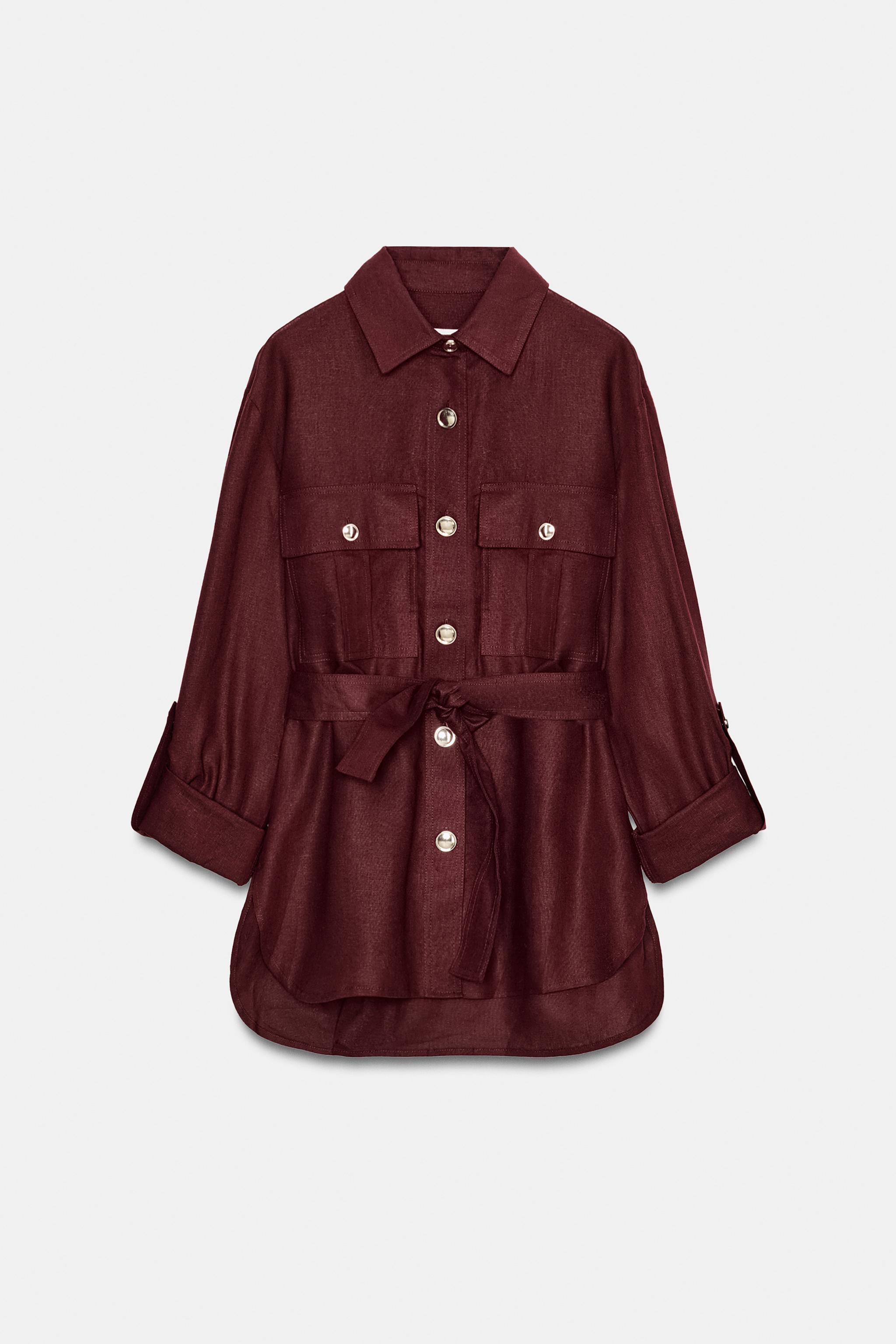 BELTED LINEN SAFARI JACKET