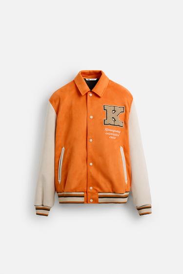 FAUX SUEDE PATCH JACKET - Orange by Zara - Image 6