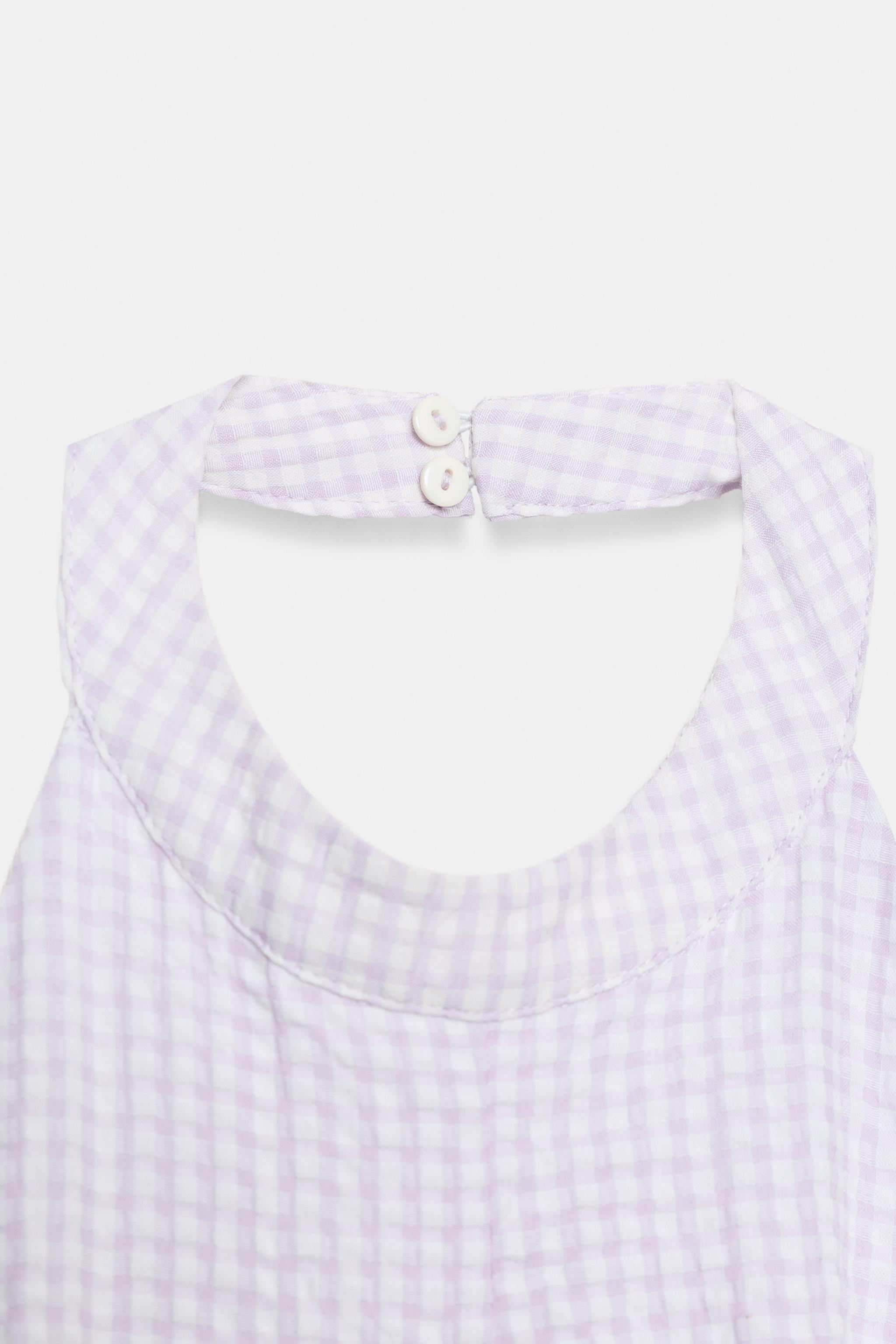 GINGHAM HALTER VOLUMINOUS DRESS - Lilac / White | ZARA United States GINGHAM HALTER VOLUMINOUS DRESS - Lilac / White | ZARA United States
