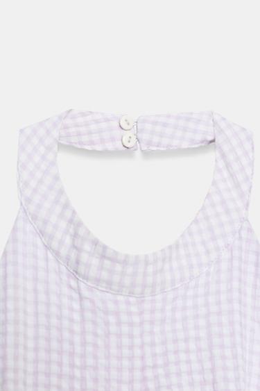 ROBE HALTER VOLUME À CARREAUX VICHY - Lilas / Blanc de Zara - Image 6