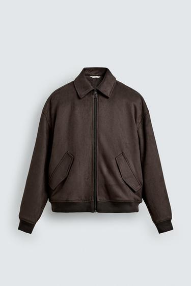 FAUX SUEDE QUILTED JACKET - Brown by Zara