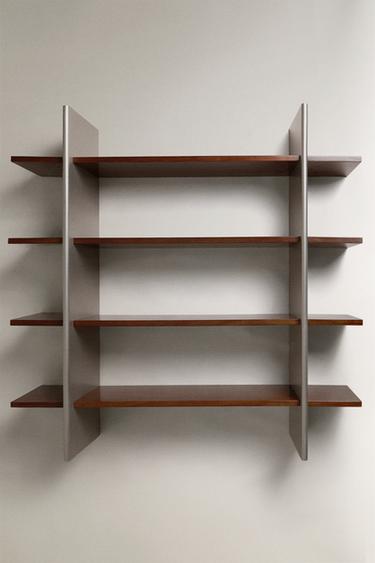 STEEL AND WOOD SHELF - فضي الخاص بـ Zara - صورة 0
