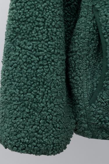 BLOUSON À CAPUCHE EFFET MOUTON - Vert de Zara - Image 5
