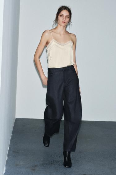 Zara BALLOON DENIM PANTS ZW COLLECTION - Gray - Image 0