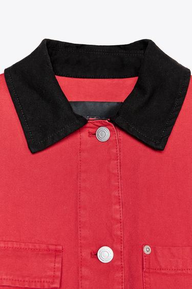 SURCHEMISE À COL CONTRASTANT ZW COLLECTION - Rouge de Zara - Image 5