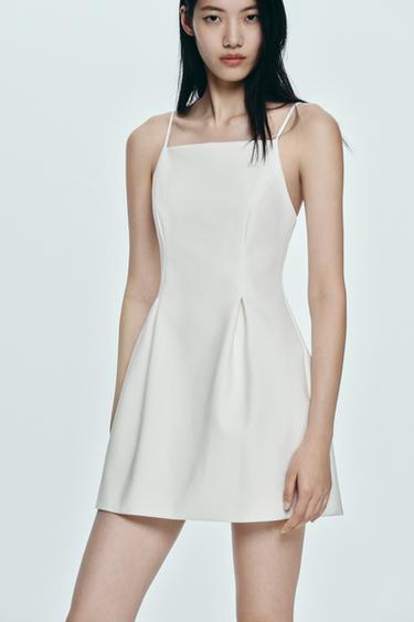 Zara 短版吊帶洋裝 - 白色