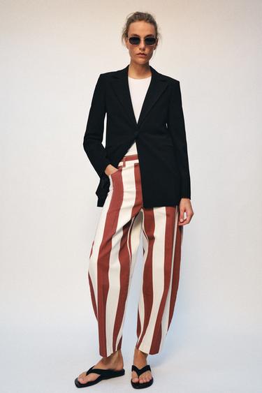 Zara ZW COLLECTION HIGH WAIST STRIPED TAPERED JEANS - striped