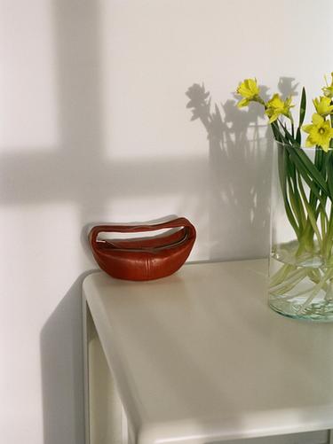 Zara Mini nappa leather half-moon bag - Red - Image 0