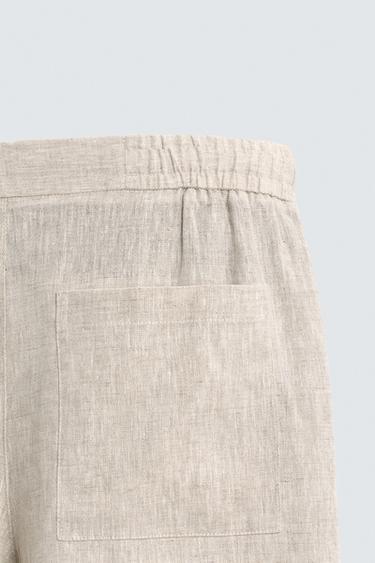 100% LINEN RELAXED FIT BERMUDA SHORTS - Light beige by Zara - Image 8
