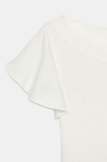 TOP MANCHES VOLANTS DENTELLE - Blanc de Zara - Image 8