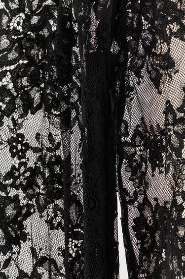 ZW COLLECTION LONG LACE DRESS - Black / White by Zara - Image 7
