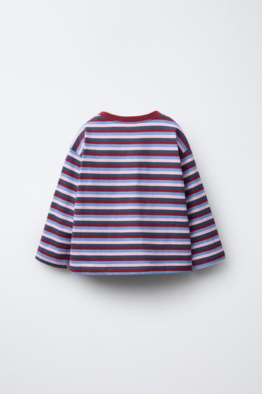 WOVEN STRIPE EMBROIDERED T-SHIRT - Multicoloured by Zara - Image 1