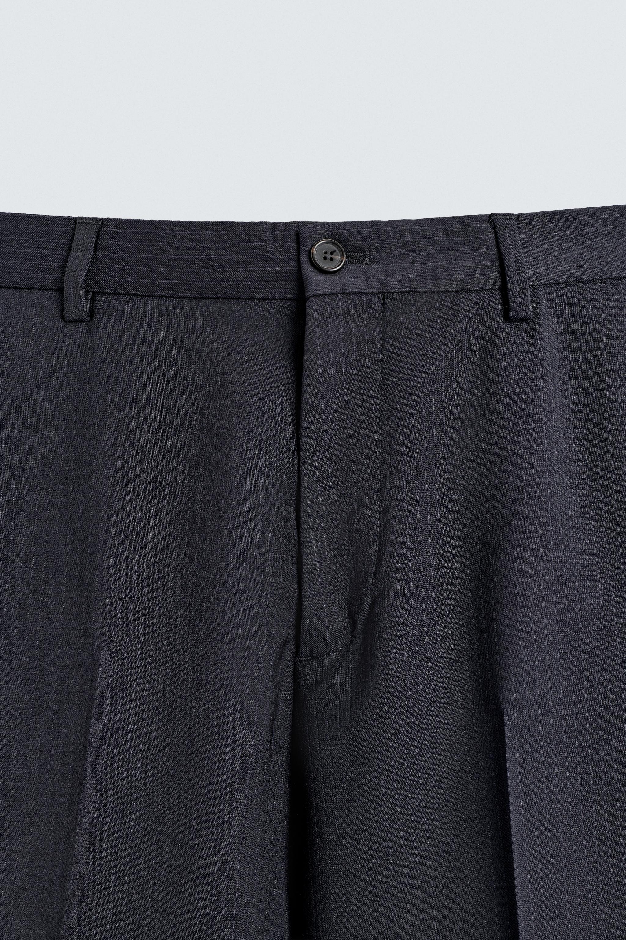100% WOOL PINSTRIPE SUIT PANTS