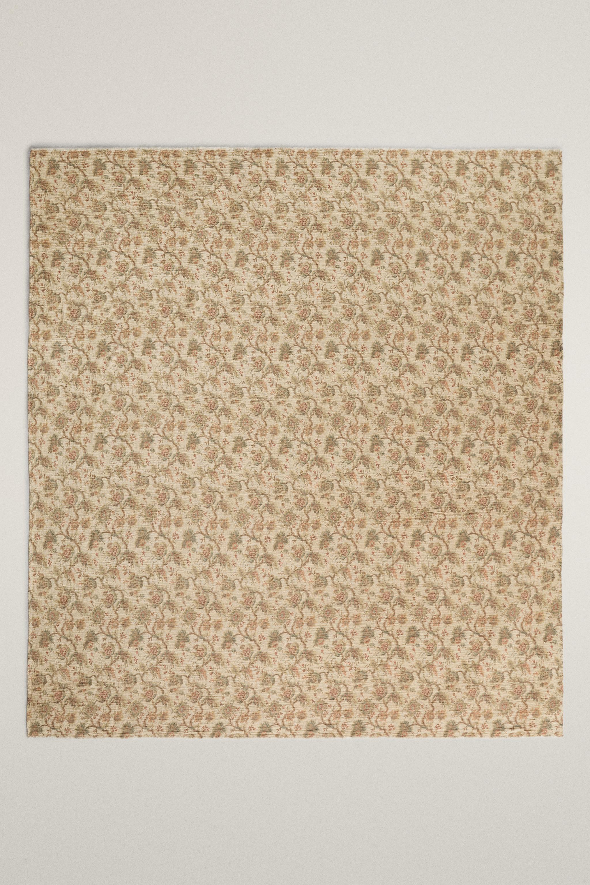 COTTON LINEN FLORAL BLANKET
