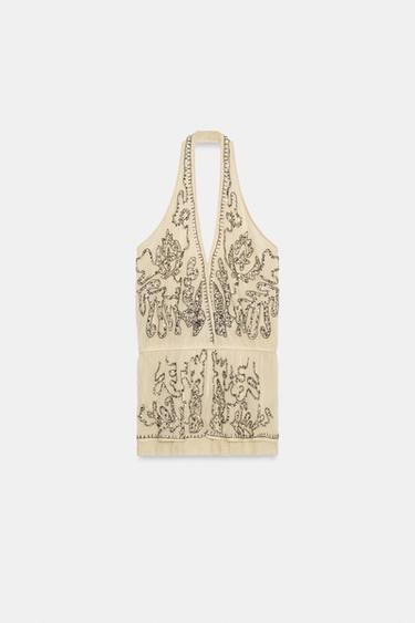 TOP HALTER BRODÉ ZW COLLECTION LIMITED EDITION - Beige de Zara - Image 7