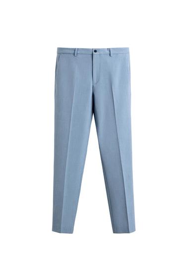 COMFORT TEXTURED SUIT TROUSERS - Sky blue by Zara