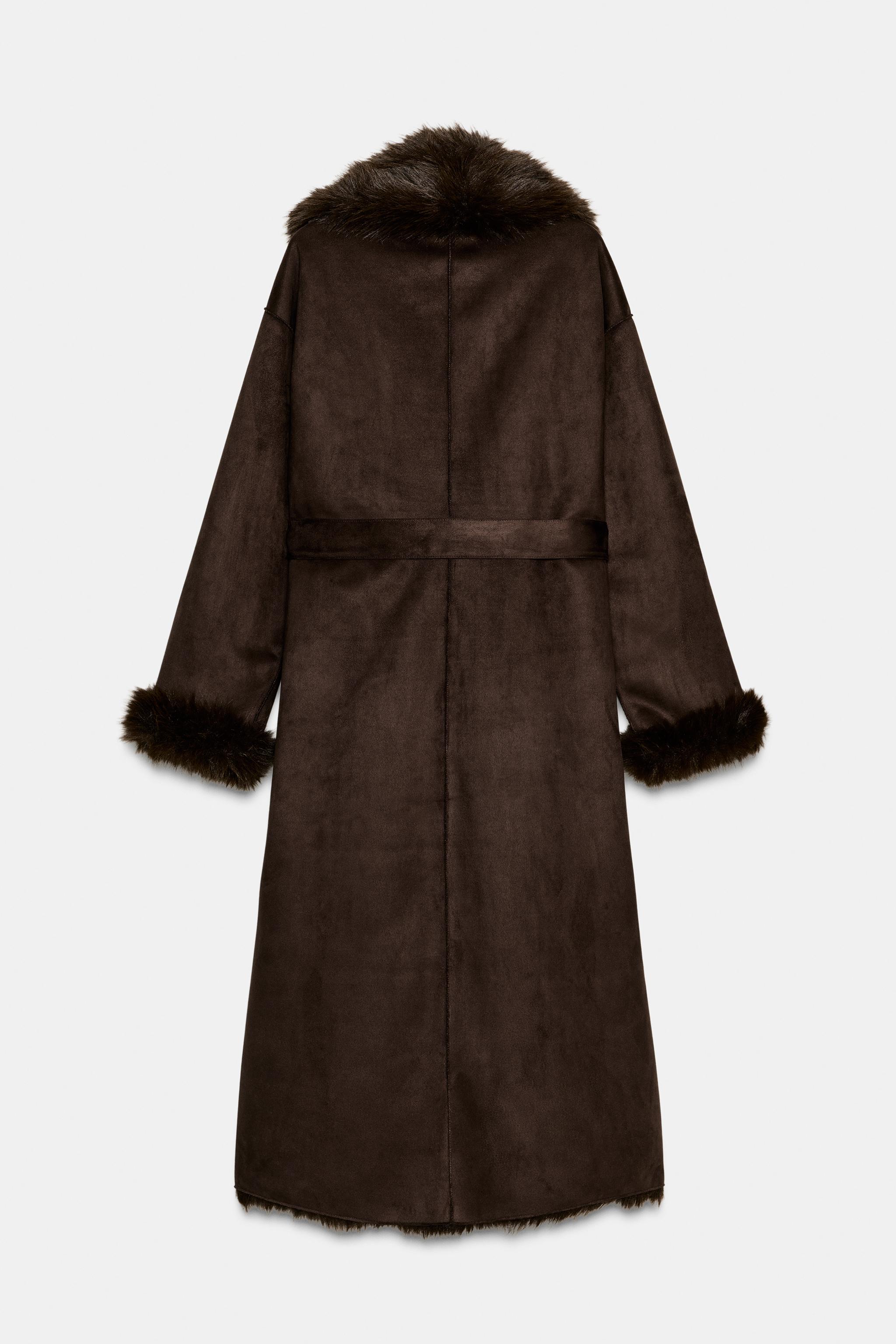 BELTED FAUX FUR COAT ZW COLLECTION