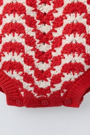 BODY EN MAILLE CROCHET - Écru / Rouge de Zara - Image 2