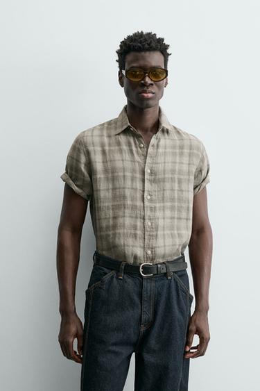 Zara 100% LINEN SHIRT - Light tan