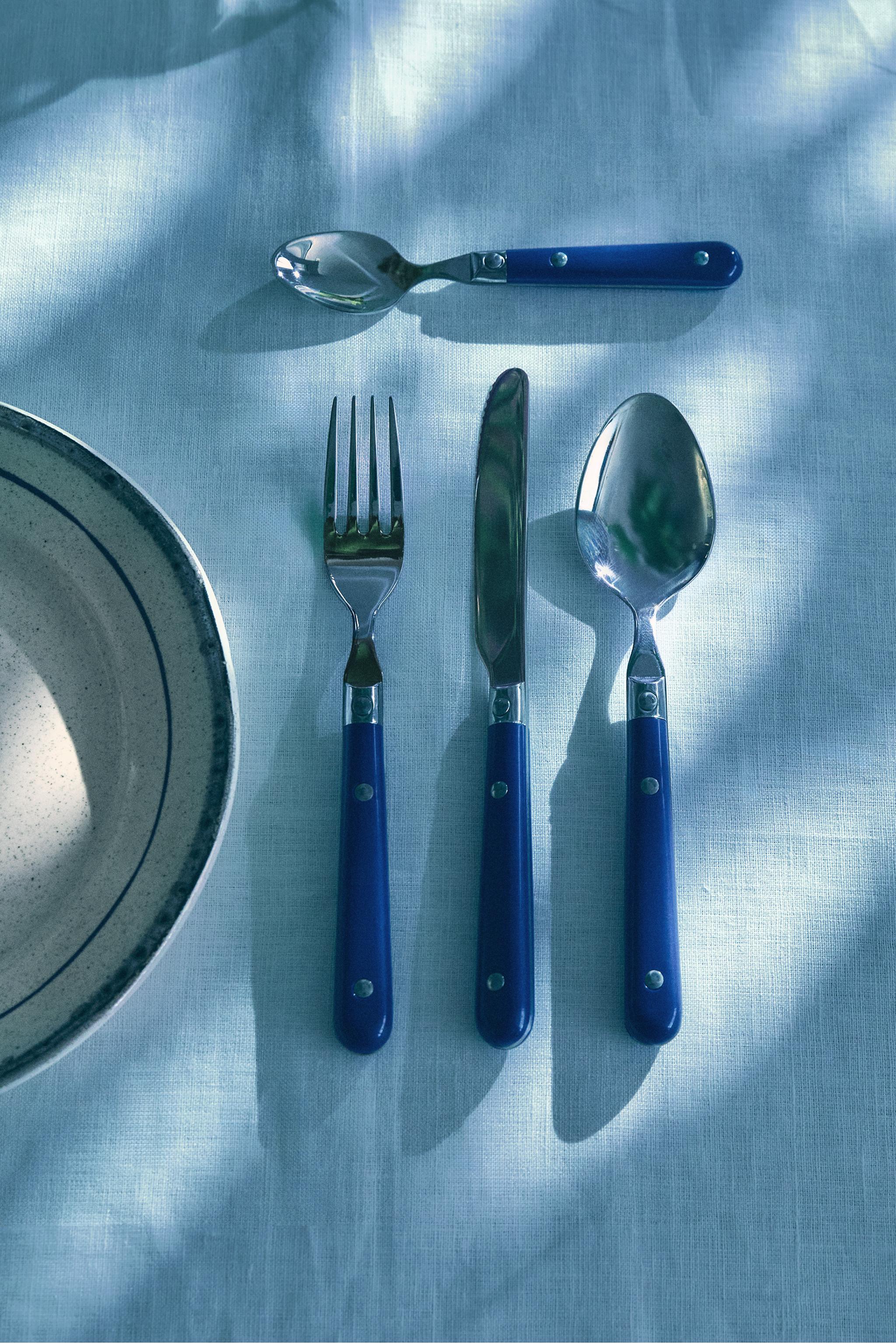 ENSEMBLE COUVERTS 4 PIÈCES MANCHE BLEU