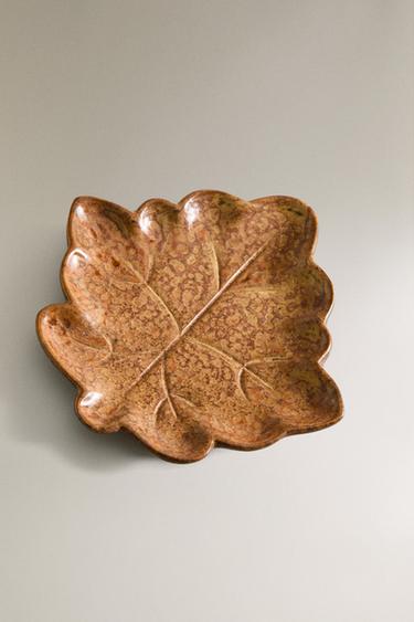 ASSIETTE FEUILLE GRÈS - Écru / Marron de Zara - Image 1