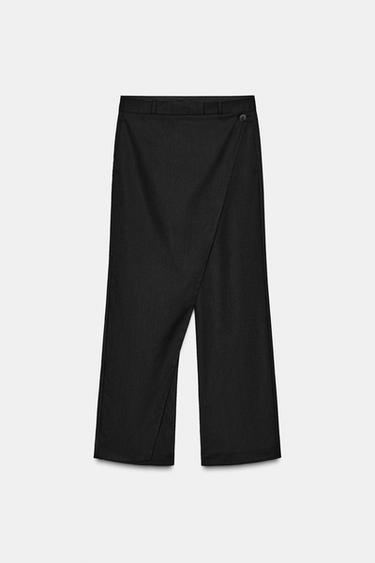 ZW COLLECTION PINSTRIPE PAREO TROUSERS - Black by Zara