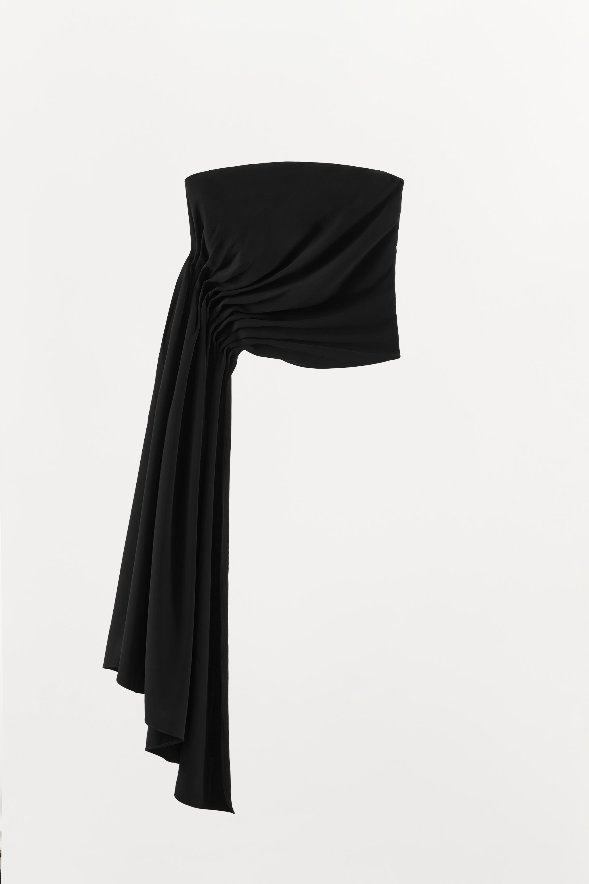 Zara Asimetrik Krepe Straplez Top görsel 3