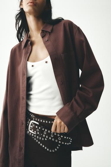 Zara POCKET SHIRT - Chocolate