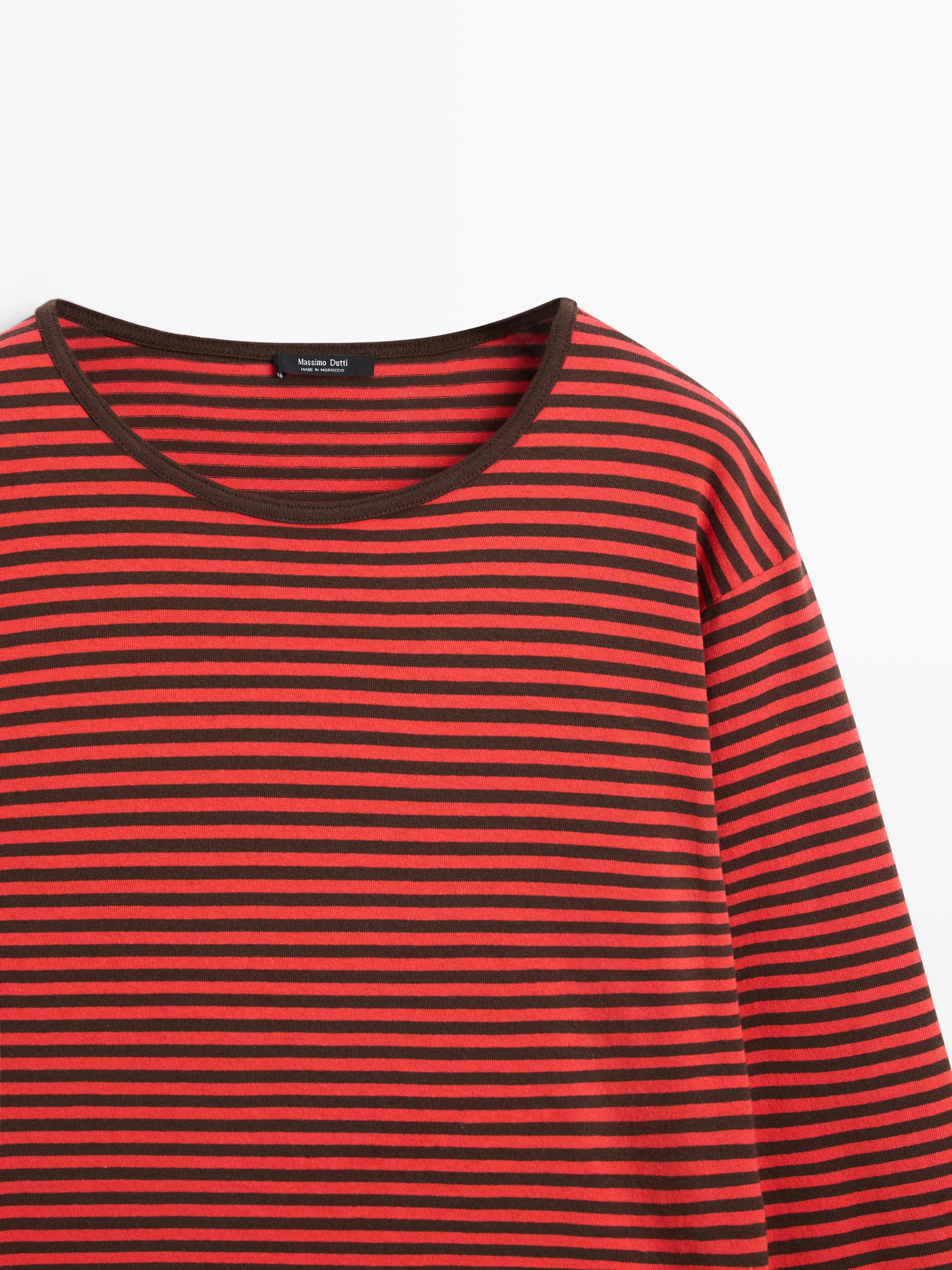 Striped long sleeve cotton T-shirt