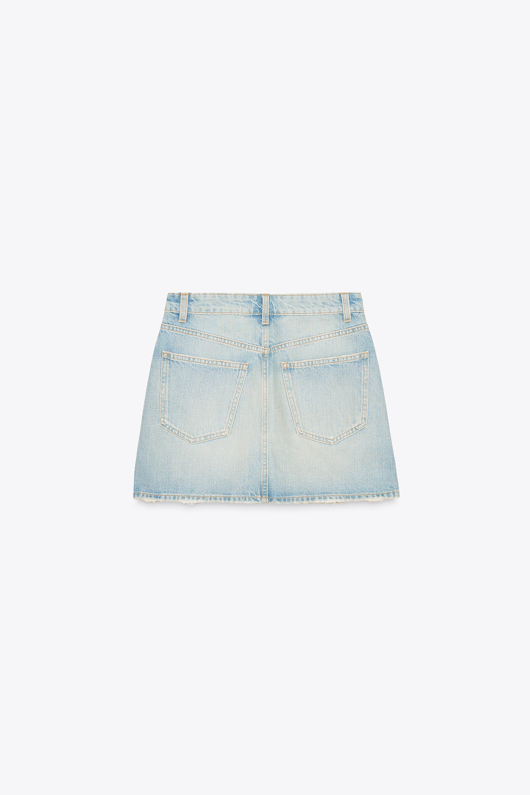 ZARA 新品 完売　アニマル柄TRFデニムミニスカート　XSサイズ TRF DENIM MINI SKIRT - Light blue | ZARA United States