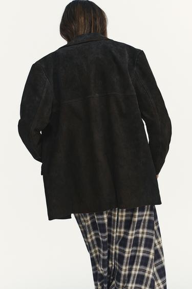 100% SUEDE LEATHER BLAZER WITH POCKETS - Rust by Zara - Image 3