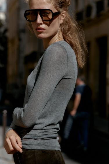 Zara DOUBLE SOFT T-SHIRT - Gray marl