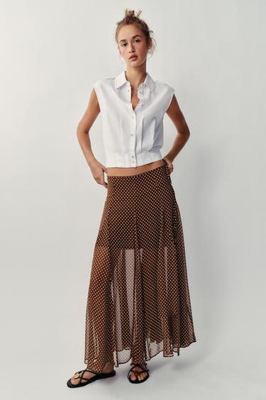 LINEN BLEND TOP WITH TOPSTITCHING - White by Zara