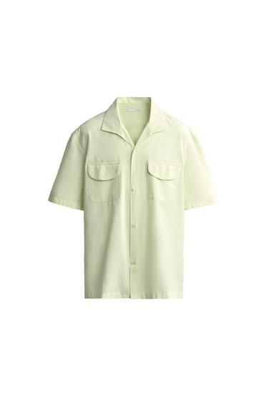 REGULAR FIT SHIRT WITH POCKETS - Light lime green by Zara